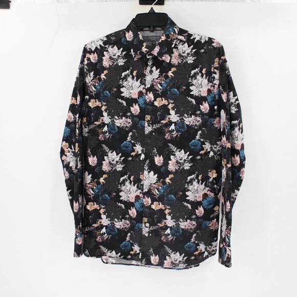 Ted Baker London Shirt Mens 15 Floral Long Sleeve Button Up Modern Fit party - Picture 2 of 12